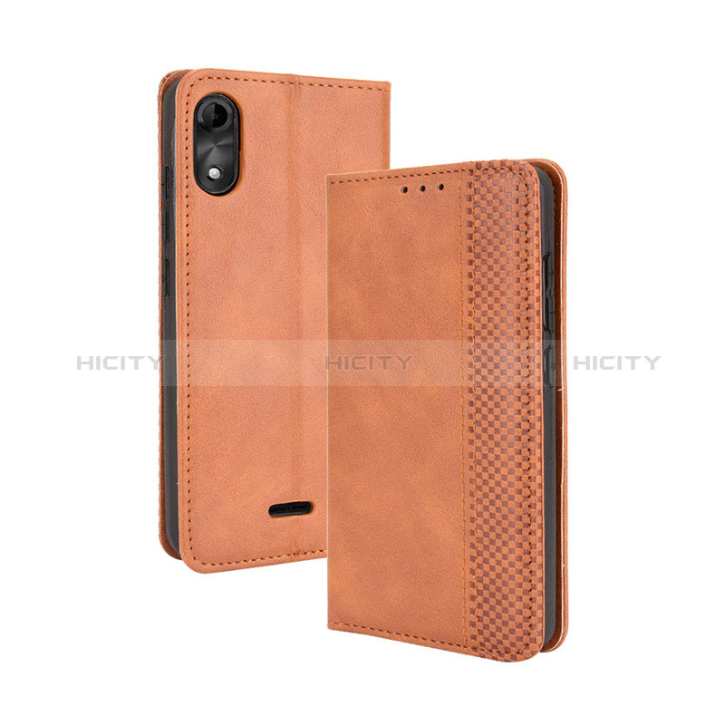 Funda de Cuero Cartera con Soporte Carcasa BY4 para Wiko Y51 Marron