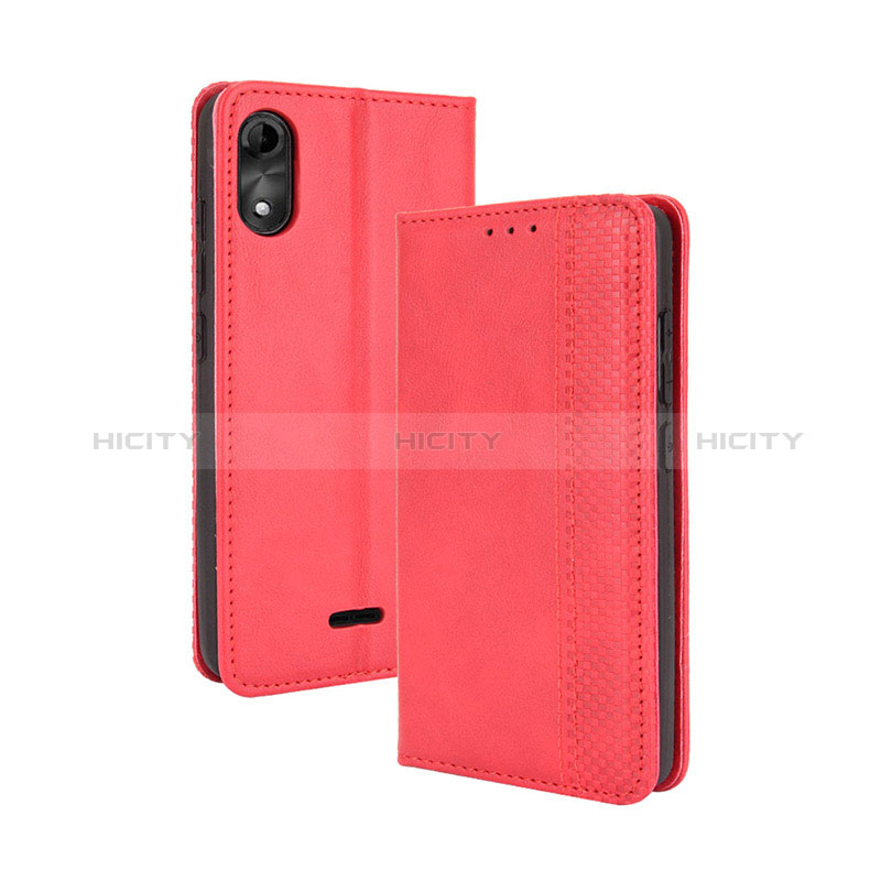 Funda de Cuero Cartera con Soporte Carcasa BY4 para Wiko Y51 Rojo