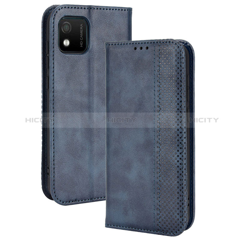 Funda de Cuero Cartera con Soporte Carcasa BY4 para Wiko Y52 Azul