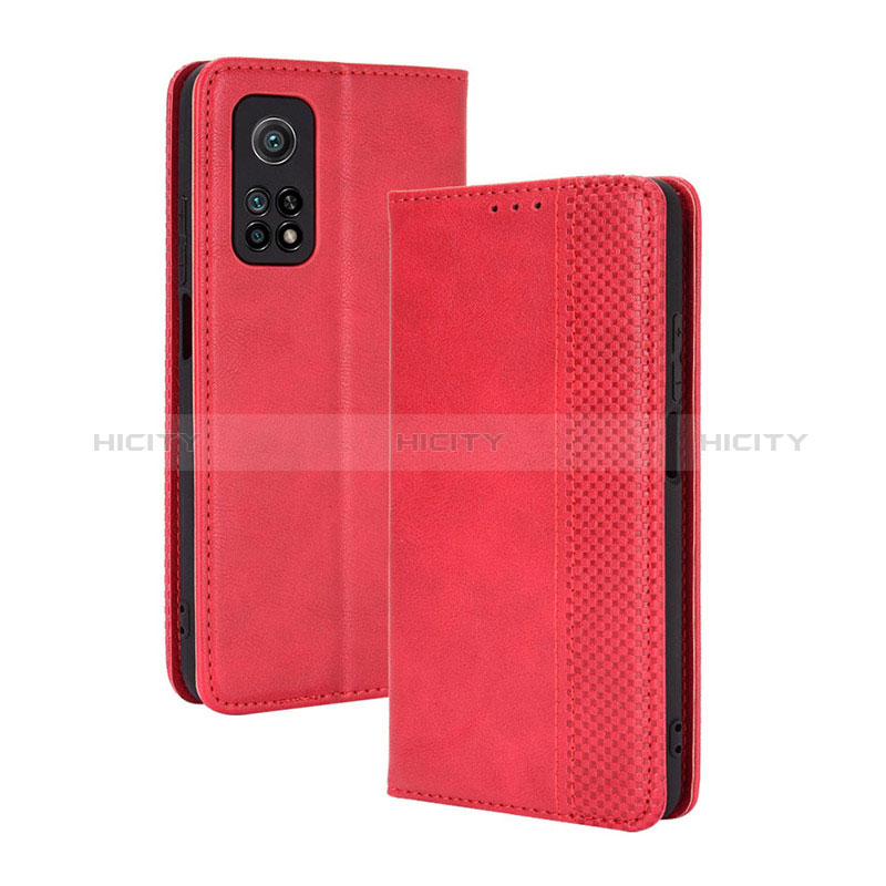 Funda de Cuero Cartera con Soporte Carcasa BY4 para Xiaomi Mi 10T 5G Rojo