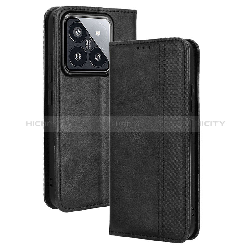 Funda de Cuero Cartera con Soporte Carcasa BY4 para Xiaomi Mi 14 5G Negro