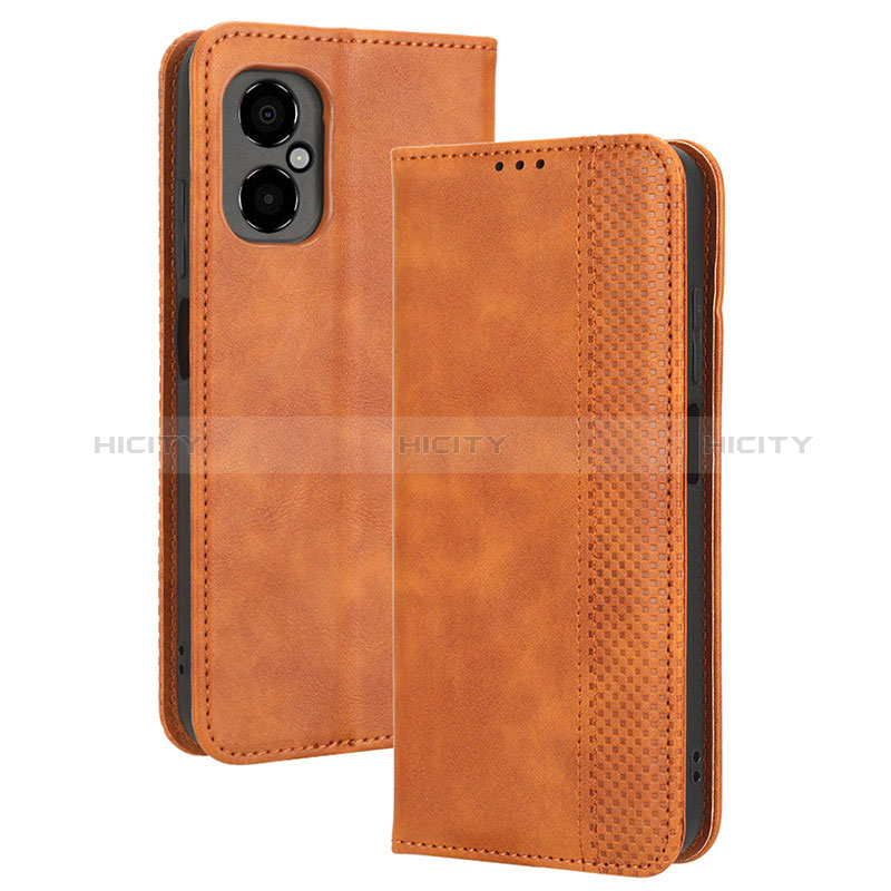 Funda de Cuero Cartera con Soporte Carcasa BY4 para Xiaomi Poco M4 5G Marron