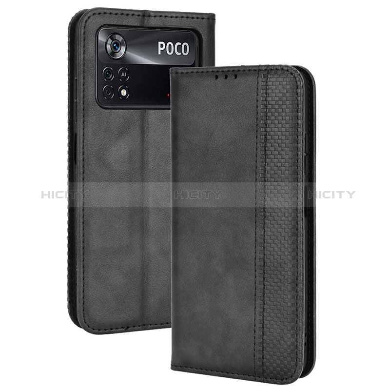 Funda de Cuero Cartera con Soporte Carcasa BY4 para Xiaomi Poco M4 Pro 4G