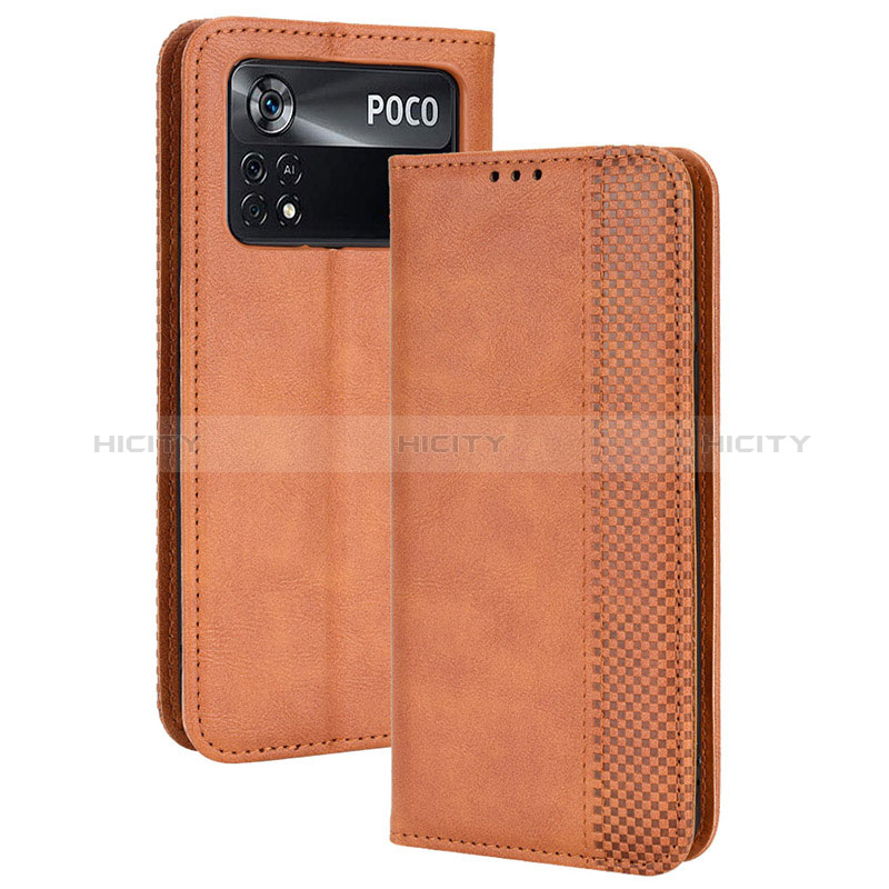 Funda de Cuero Cartera con Soporte Carcasa BY4 para Xiaomi Poco M4 Pro 4G