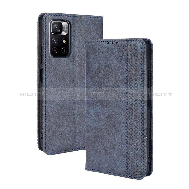 Funda de Cuero Cartera con Soporte Carcasa BY4 para Xiaomi Poco M4 Pro 5G Azul