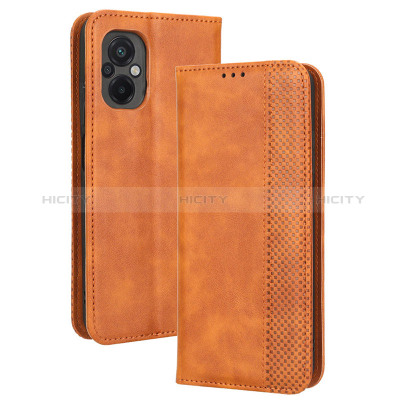 Funda de Cuero Cartera con Soporte Carcasa BY4 para Xiaomi Poco M5 4G Marron