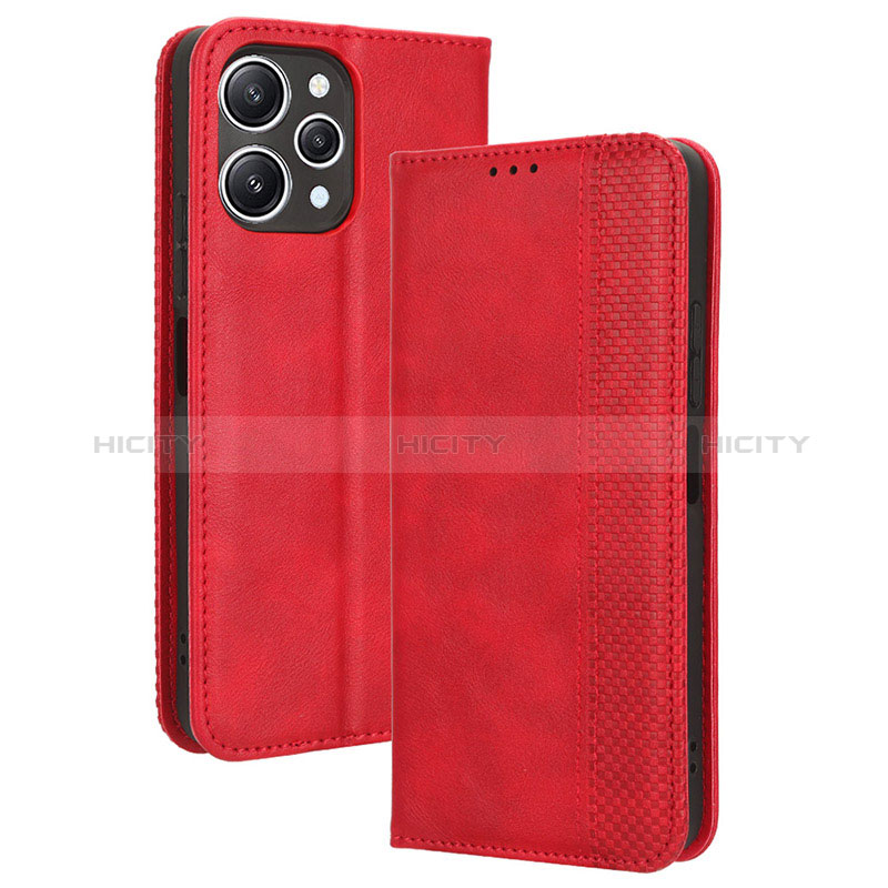 Funda de Cuero Cartera con Soporte Carcasa BY4 para Xiaomi Redmi 12 4G Rojo