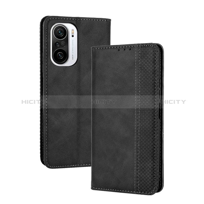 Funda de Cuero Cartera con Soporte Carcasa BY4 para Xiaomi Redmi K40 5G Negro