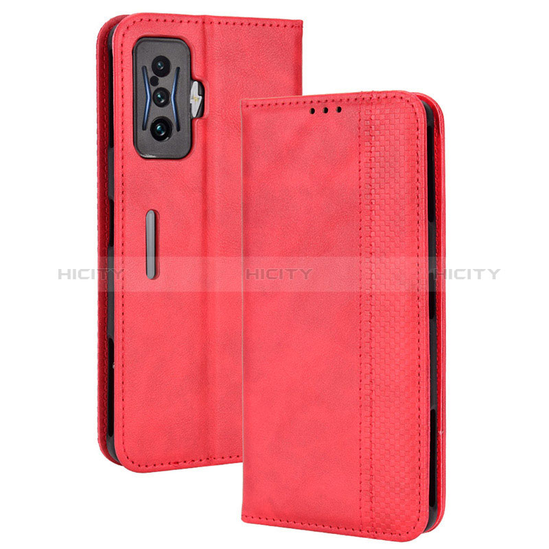 Funda de Cuero Cartera con Soporte Carcasa BY4 para Xiaomi Redmi K50 Gaming 5G Rojo