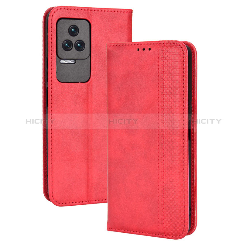 Funda de Cuero Cartera con Soporte Carcasa BY4 para Xiaomi Redmi K50 Pro 5G Rojo