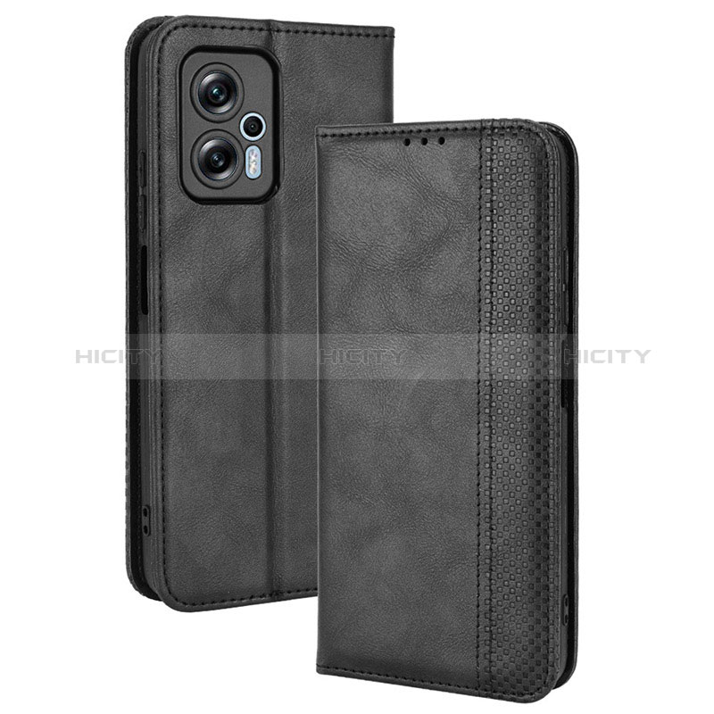 Funda de Cuero Cartera con Soporte Carcasa BY4 para Xiaomi Redmi K50i 5G Negro