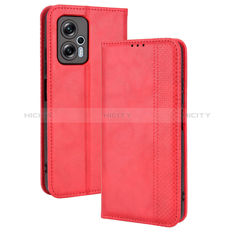 Funda de Cuero Cartera con Soporte Carcasa BY4 para Xiaomi Redmi K50i 5G Rojo