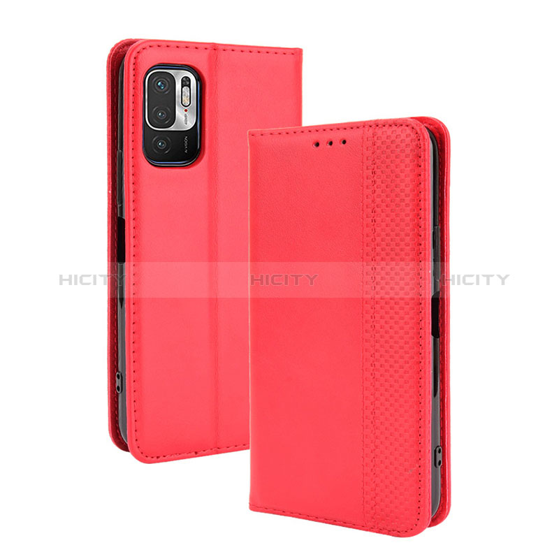 Funda de Cuero Cartera con Soporte Carcasa BY4 para Xiaomi Redmi Note 10 JE 5G Rojo