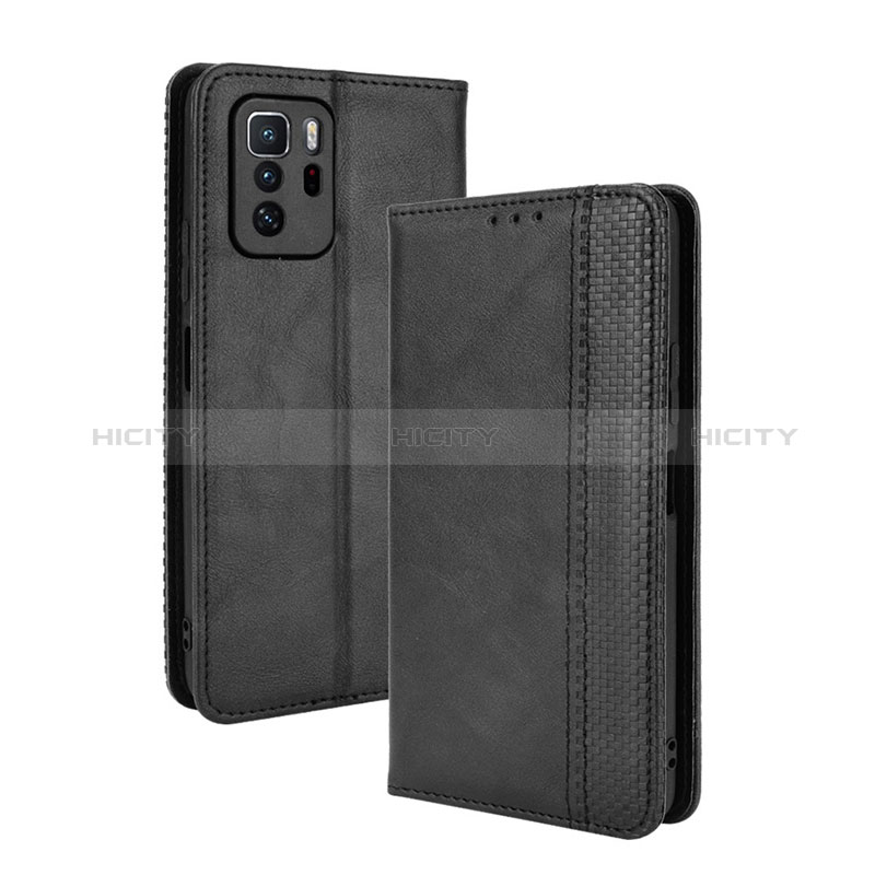 Funda de Cuero Cartera con Soporte Carcasa BY4 para Xiaomi Redmi Note 10 Pro 5G Negro