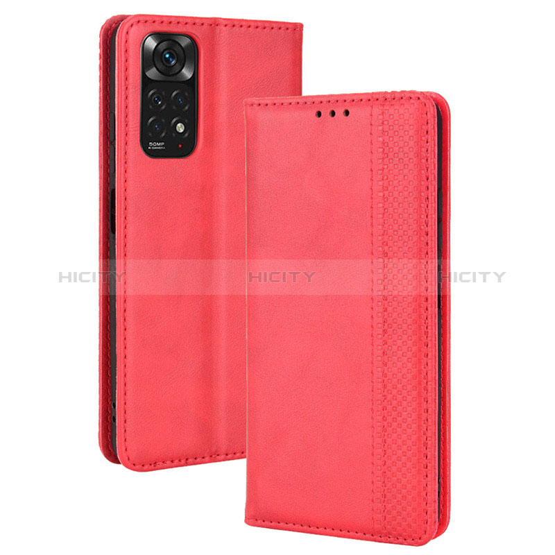 Funda de Cuero Cartera con Soporte Carcasa BY4 para Xiaomi Redmi Note 11 4G (2022) Rojo