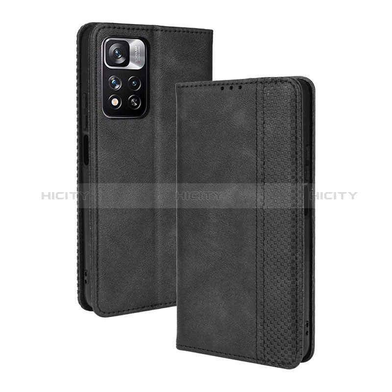 Funda de Cuero Cartera con Soporte Carcasa BY4 para Xiaomi Redmi Note 11 Pro+ Plus 5G Negro