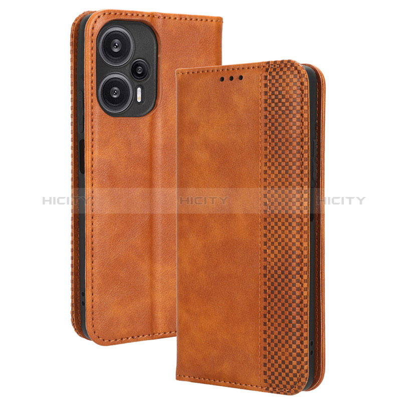 Funda de Cuero Cartera con Soporte Carcasa BY4 para Xiaomi Redmi Note 12 Turbo 5G Marron