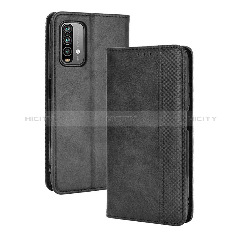 Funda de Cuero Cartera con Soporte Carcasa BY4 para Xiaomi Redmi Note 9 4G Negro