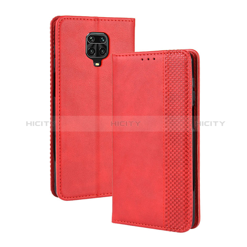 Funda de Cuero Cartera con Soporte Carcasa BY4 para Xiaomi Redmi Note 9 Pro Rojo