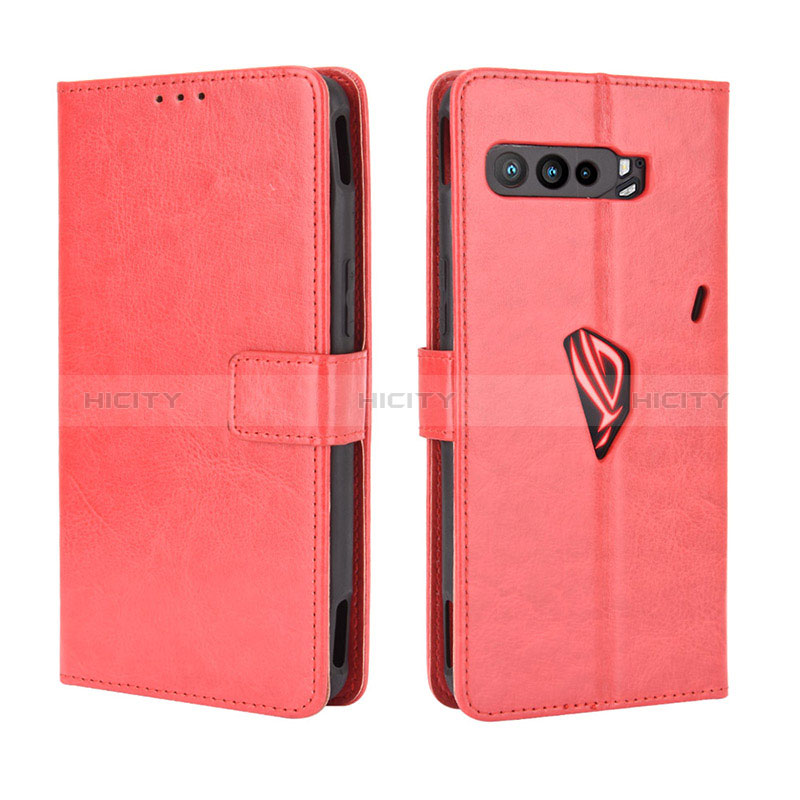 Funda de Cuero Cartera con Soporte Carcasa BY5 para Asus ROG Phone 3 Strix ZS661KS Rojo