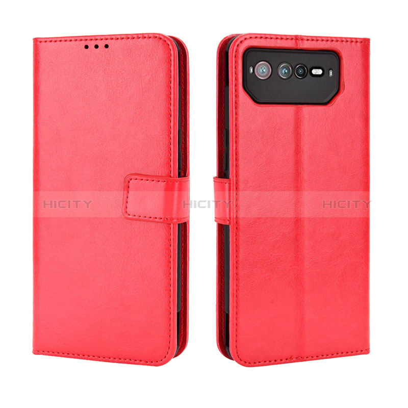 Funda de Cuero Cartera con Soporte Carcasa BY5 para Asus ROG Phone 6 Pro Rojo