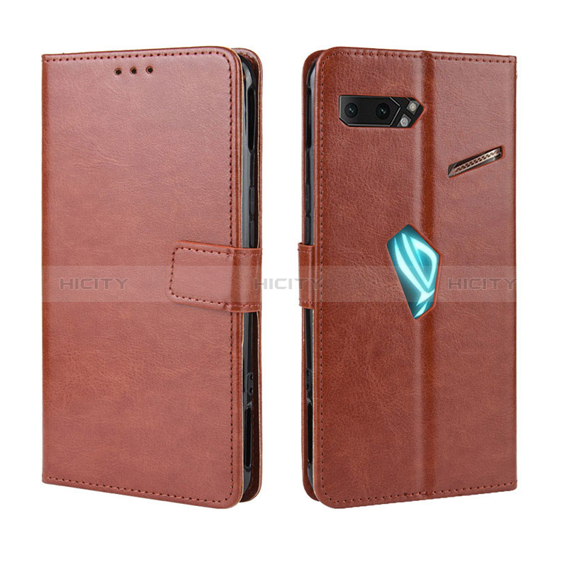 Funda de Cuero Cartera con Soporte Carcasa BY5 para Asus ROG Phone II ZS660KL Marron