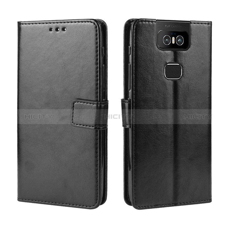 Funda de Cuero Cartera con Soporte Carcasa BY5 para Asus Zenfone 6 ZS630KL Negro