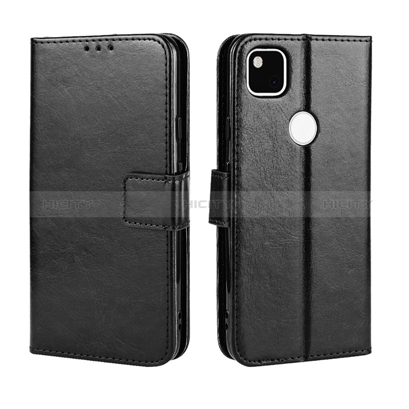 Funda de Cuero Cartera con Soporte Carcasa BY5 para Google Pixel 4a Negro