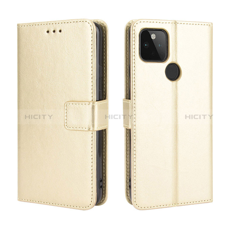 Funda de Cuero Cartera con Soporte Carcasa BY5 para Google Pixel 5 XL 5G Oro