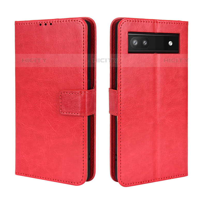 Funda de Cuero Cartera con Soporte Carcasa BY5 para Google Pixel 6a 5G Rojo