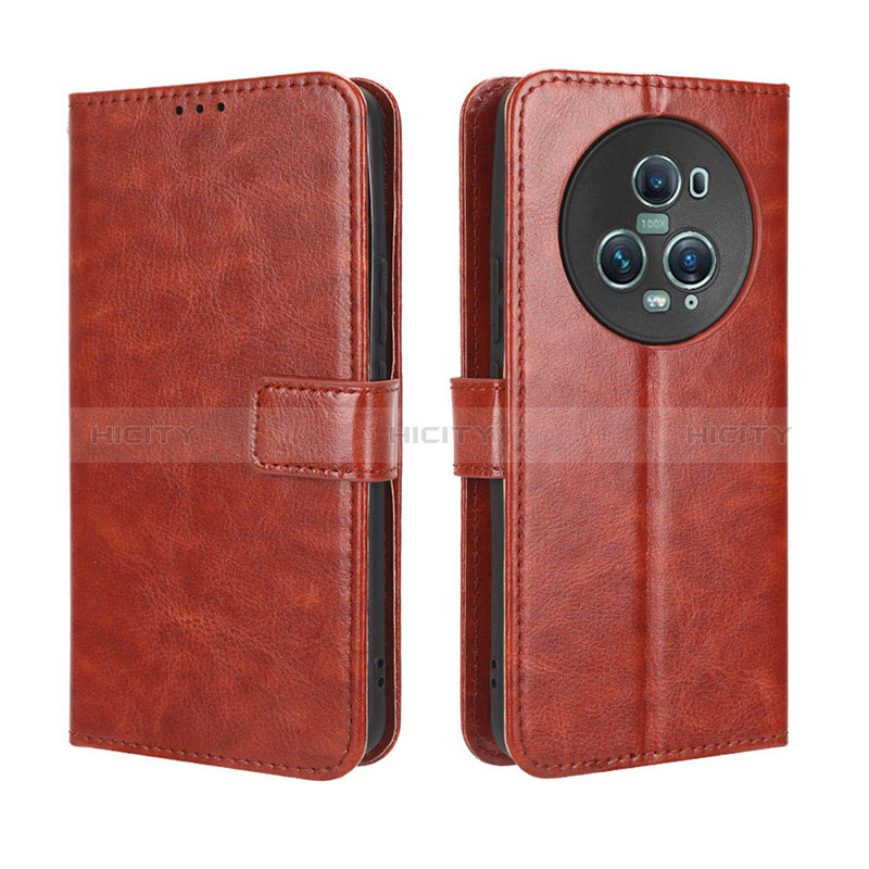 Funda de Cuero Cartera con Soporte Carcasa BY5 para Huawei Honor Magic5 Pro 5G Marron