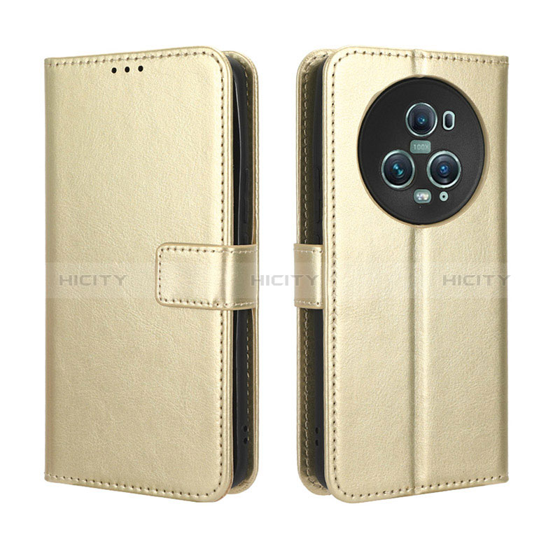 Funda de Cuero Cartera con Soporte Carcasa BY5 para Huawei Honor Magic5 Pro 5G Oro