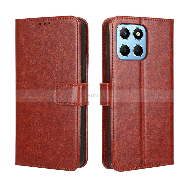 Funda de Cuero Cartera con Soporte Carcasa BY5 para Huawei Honor X6 Marron