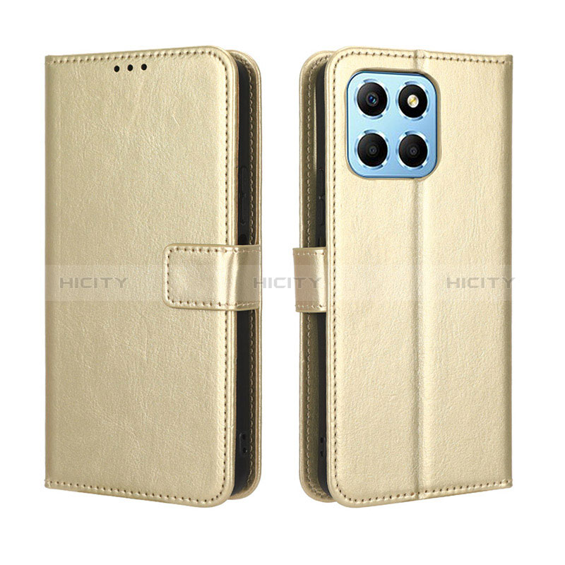 Funda de Cuero Cartera con Soporte Carcasa BY5 para Huawei Honor X6 Oro