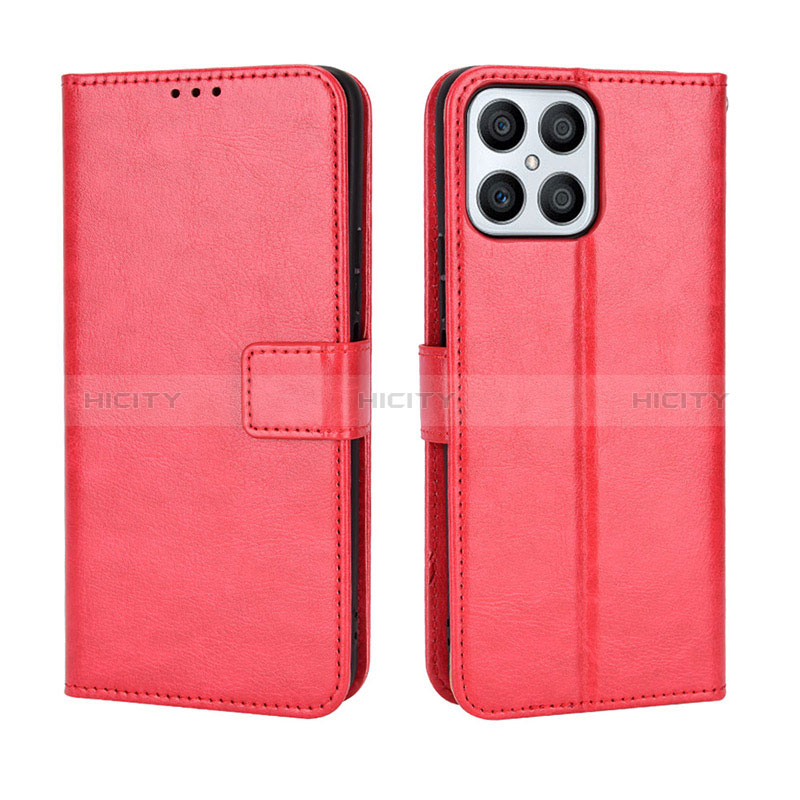 Funda de Cuero Cartera con Soporte Carcasa BY5 para Huawei Honor X8 4G Rojo