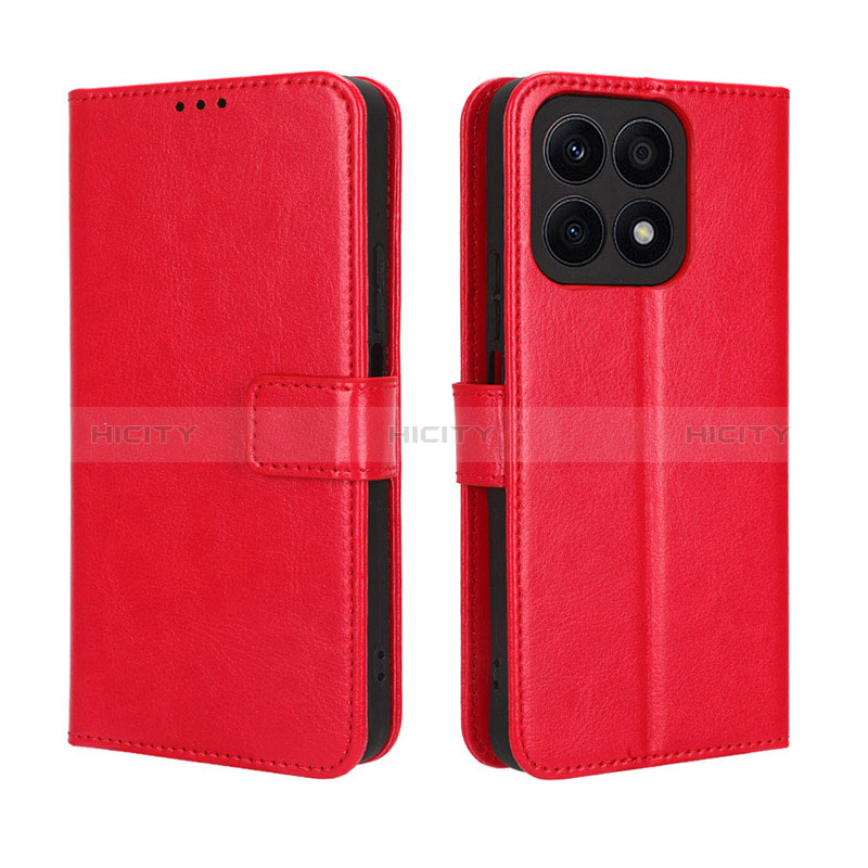 Funda de Cuero Cartera con Soporte Carcasa BY5 para Huawei Honor X8a 4G Rojo