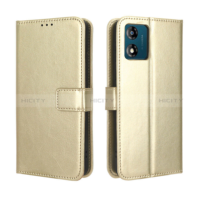 Funda de Cuero Cartera con Soporte Carcasa BY5 para Motorola Moto E13 Oro