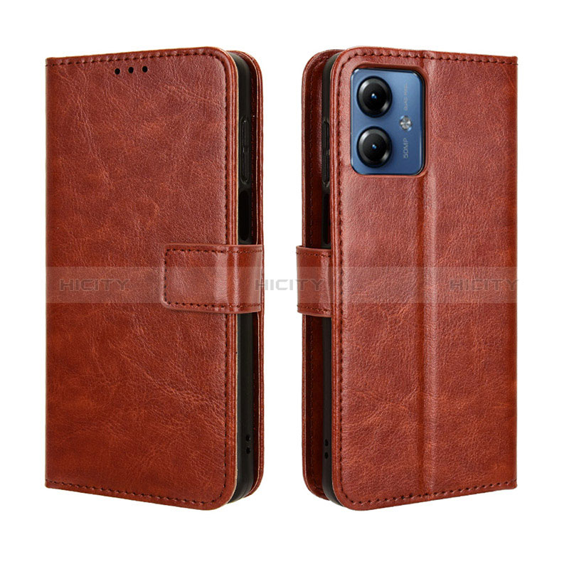 Funda de Cuero Cartera con Soporte Carcasa BY5 para Motorola Moto G14 Marron