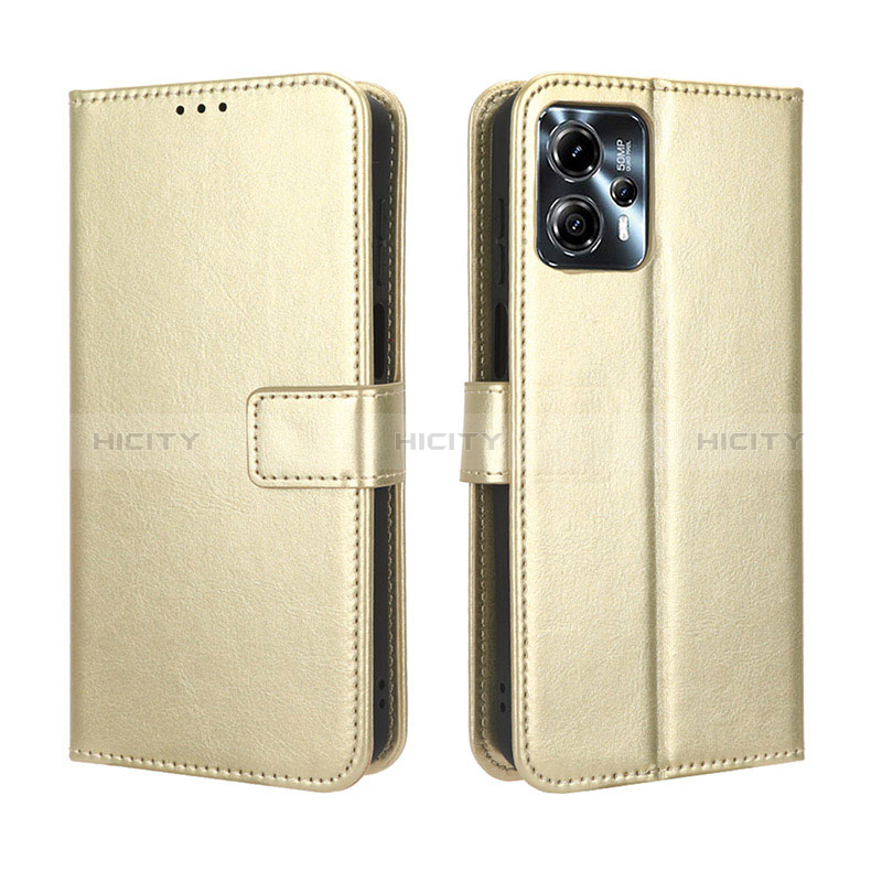 Funda de Cuero Cartera con Soporte Carcasa BY5 para Motorola Moto G23 Oro