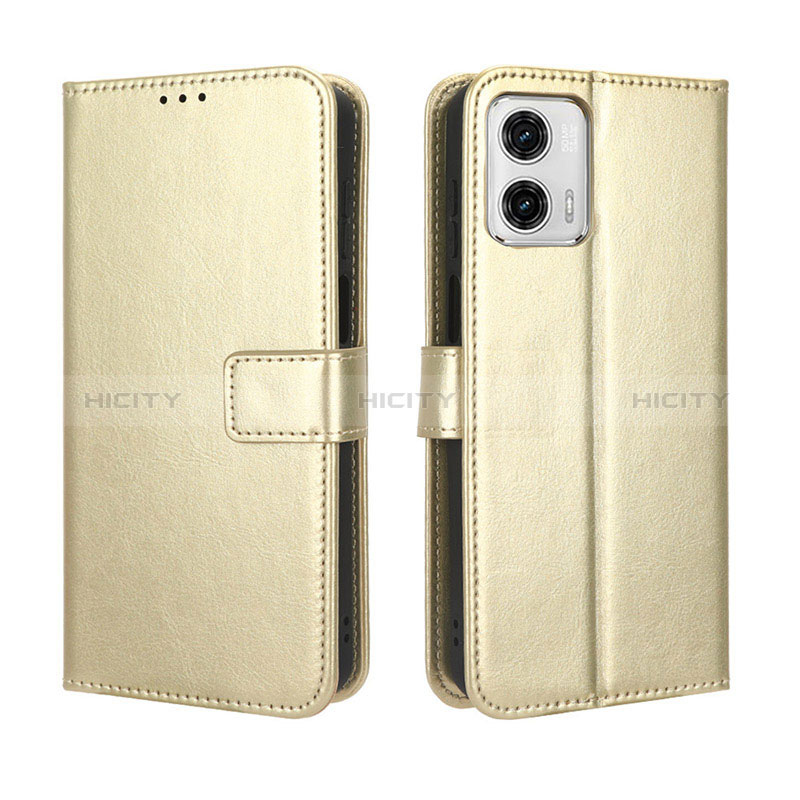 Funda de Cuero Cartera con Soporte Carcasa BY5 para Motorola Moto G73 5G Oro