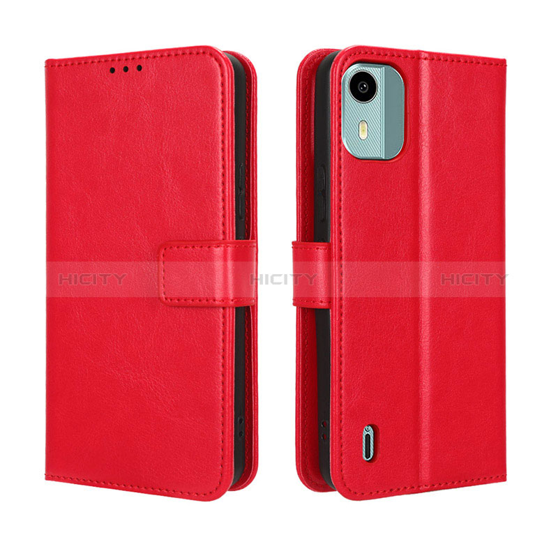 Funda de Cuero Cartera con Soporte Carcasa BY5 para Nokia C12 Plus Rojo