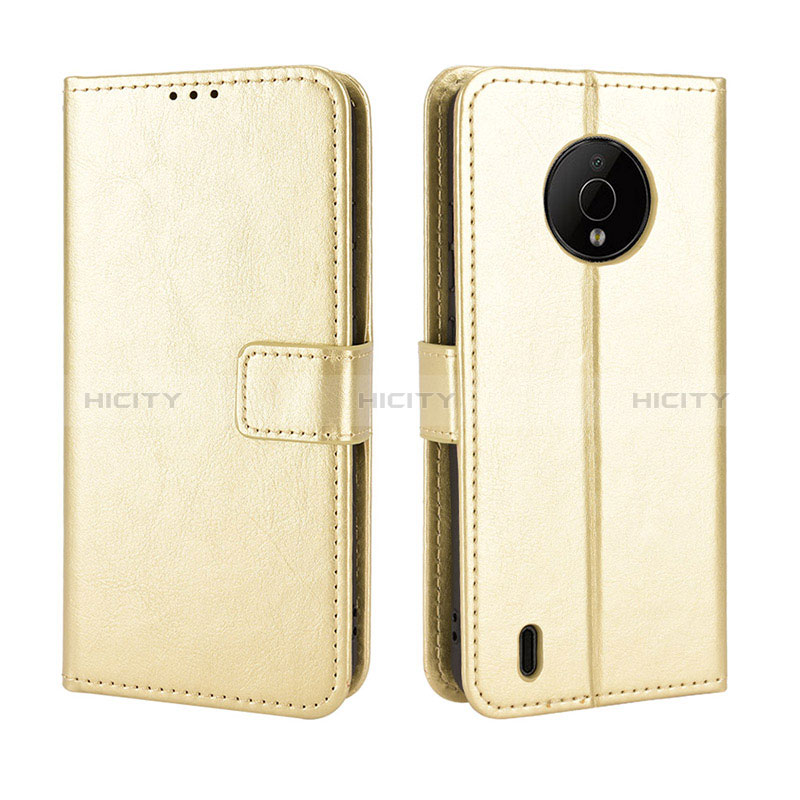 Funda de Cuero Cartera con Soporte Carcasa BY5 para Nokia C200 Oro