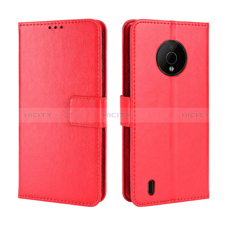 Funda de Cuero Cartera con Soporte Carcasa BY5 para Nokia C200 Rojo