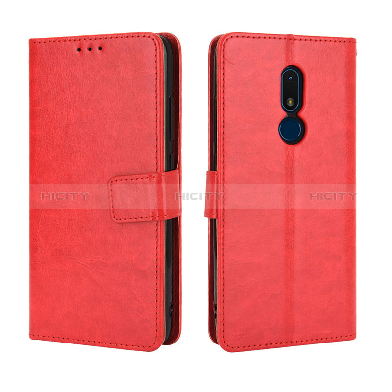 Funda de Cuero Cartera con Soporte Carcasa BY5 para Nokia C3 Rojo