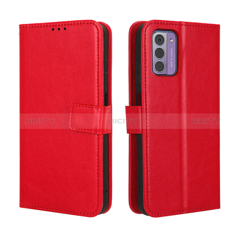 Funda de Cuero Cartera con Soporte Carcasa BY5 para Nokia C300 Rojo