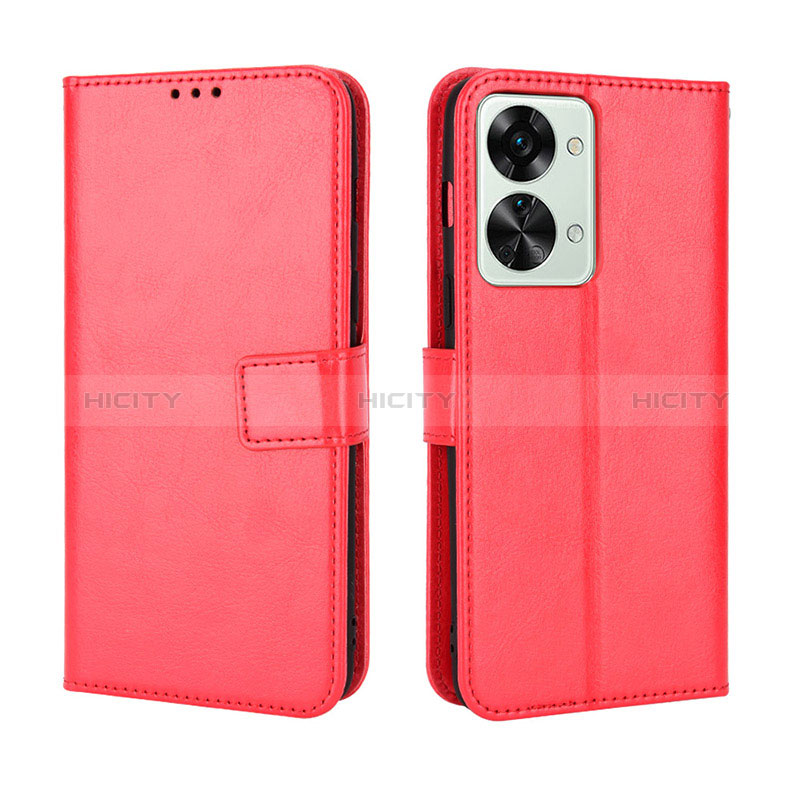 Funda de Cuero Cartera con Soporte Carcasa BY5 para OnePlus Nord 2T 5G Rojo