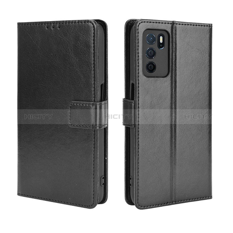 Funda de Cuero Cartera con Soporte Carcasa BY5 para Oppo A54s Negro