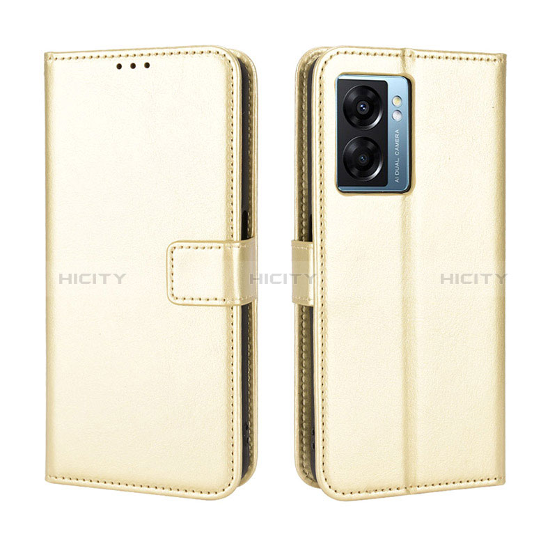 Funda de Cuero Cartera con Soporte Carcasa BY5 para Oppo A56S 5G Oro