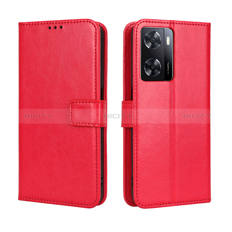 Funda de Cuero Cartera con Soporte Carcasa BY5 para Oppo A57 4G Rojo