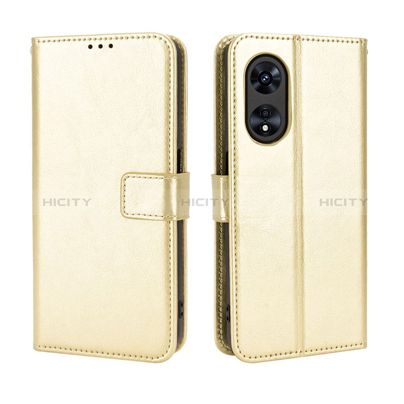 Funda de Cuero Cartera con Soporte Carcasa BY5 para Oppo A58 4G Oro